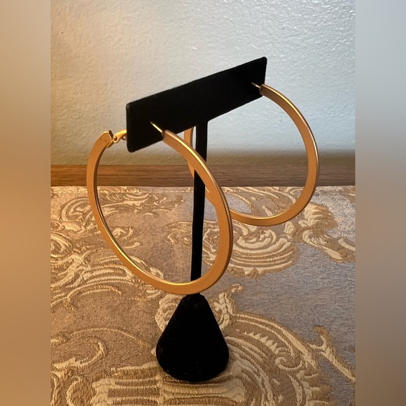 Anthropologie Polished Gold Hoop Earrings - Picture 3 of 6